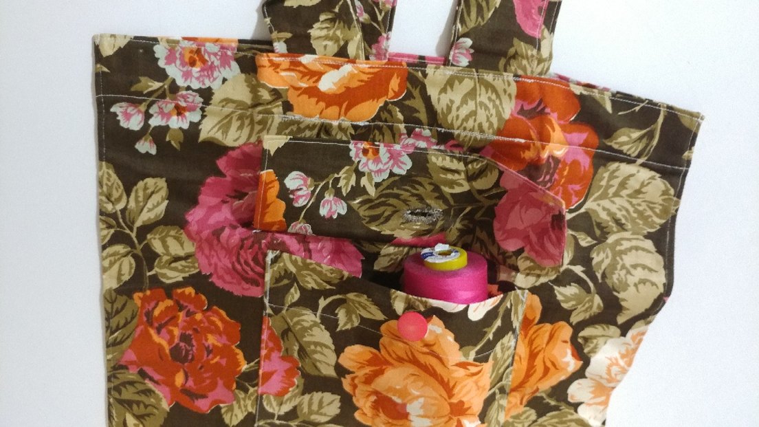 Çiçek Desenli Bohem cepli dokuma çanta - Görsel 4