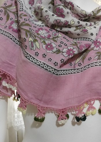 Pembe oyalı yazma - Görsel 3