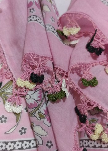 Pembe oyalı yazma - Görsel 2