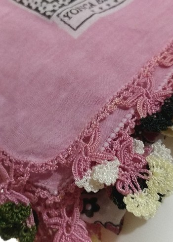 Pembe oyalı yazma - Görsel 5