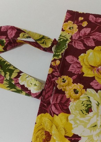 Bordo Çiçek Desenli dokuma çanta - Görsel 2