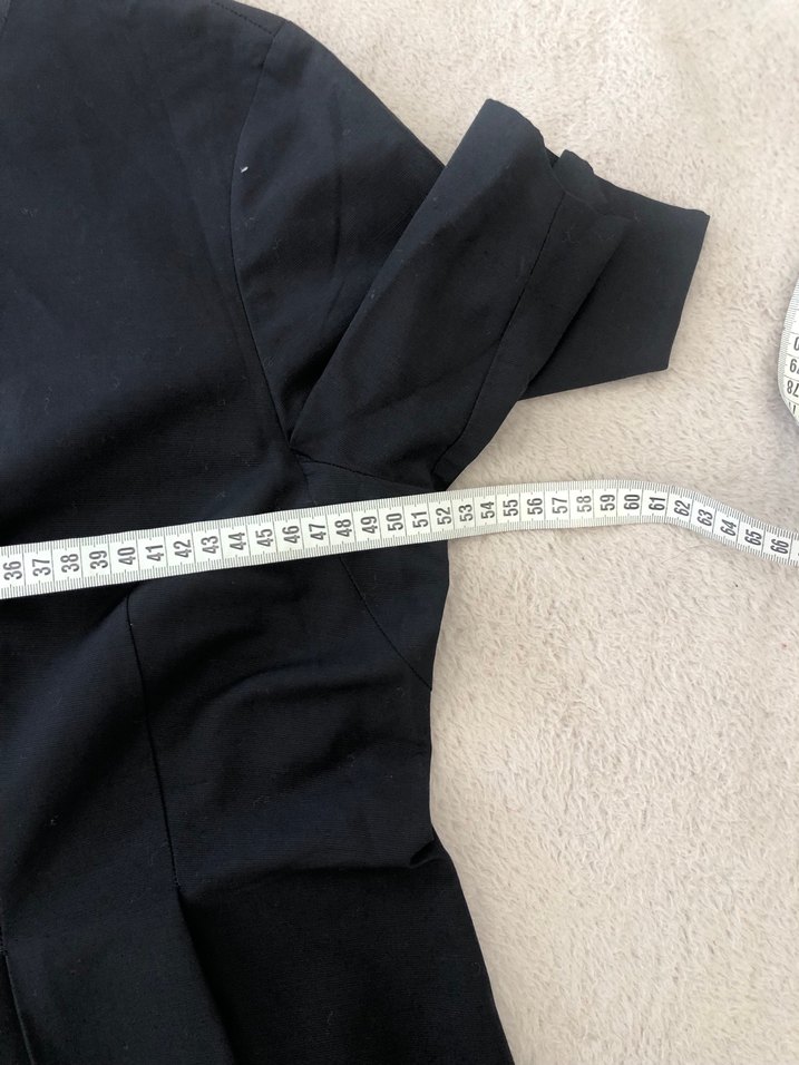 Trençkot Kumaşı Arkası Fermuarlı Siyah Elbise - Görsel 3