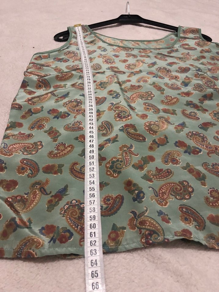 Turkuaz Bohem Desenli Kolsuz Bluz - Görsel 3