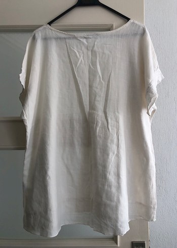 %100 Viskon Kısa Kollu Salaş Bluz - Görsel 6