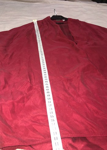 Massimo Dutti %100 İpek V Yaka Bluz - Görsel 3