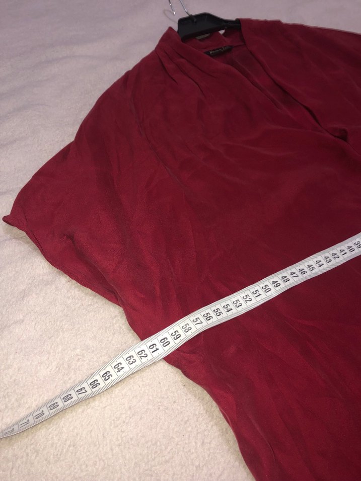 Massimo Dutti %100 İpek V Yaka Bluz - Görsel 4