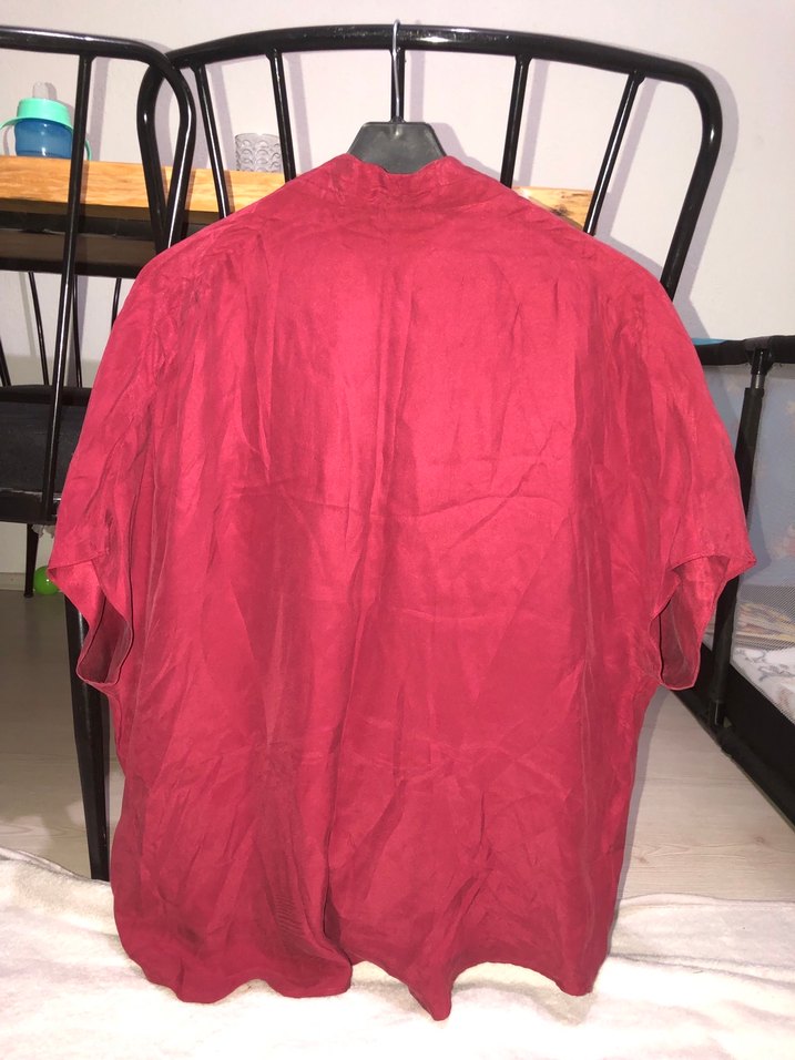 Massimo Dutti %100 İpek V Yaka Bluz - Görsel 2