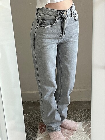 trendyol straight gri jean