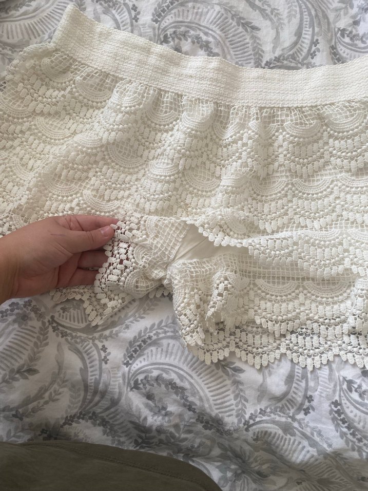 Dantel Detaylı Beyaz Mini şort etek - Görsel 2