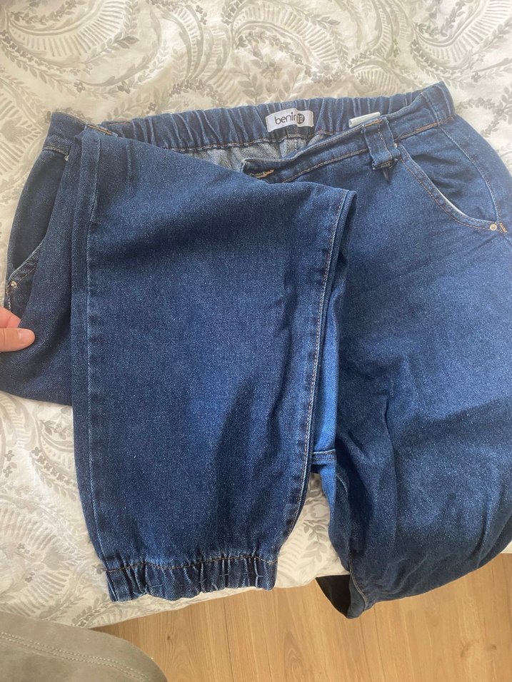 Kadın Mavi Denim Geniş Kesim Midi Jean - Görsel 2