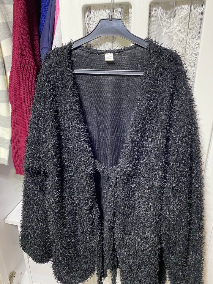 Gri Uzun Kollu Örgü Hamile Hırka - Görsel 2