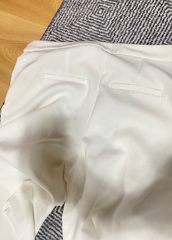 Beyaz Midi Kadın Kumaş Pantolon - Görsel 5