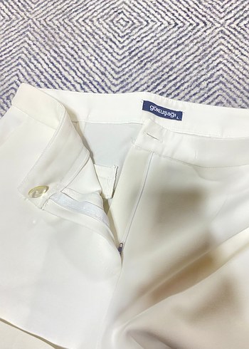 Beyaz Midi Kadın Kumaş Pantolon - Görsel 3