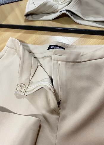 Bej Midi Kumaş Kadın Pantolon - Görsel 3