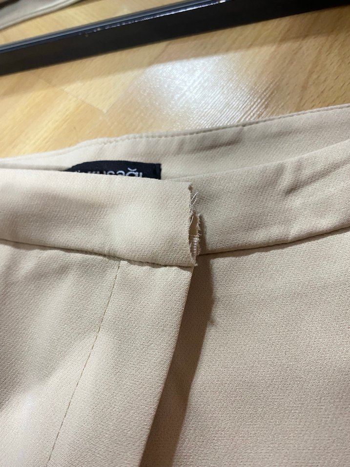 Bej Midi Kumaş Kadın Pantolon - Görsel 4