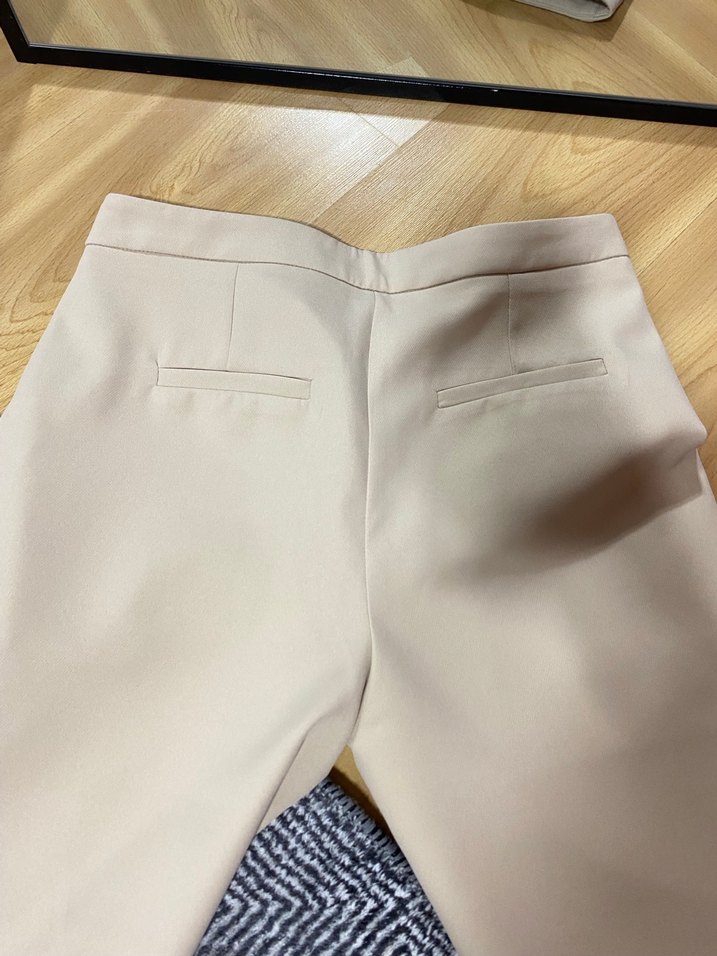 Bej Midi Kumaş Kadın Pantolon - Görsel 5