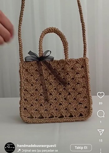 Detaylı Bej Örgü Kadın Çanta