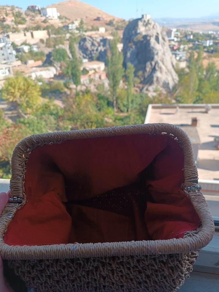 Bohem Örgü Kadın Portföy Çanta burslu kağıt ip çanta - Görsel 2