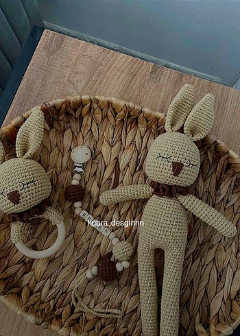 Bej El Yapımı Amigurumi Tavşan Oyuncak - Görsel 2