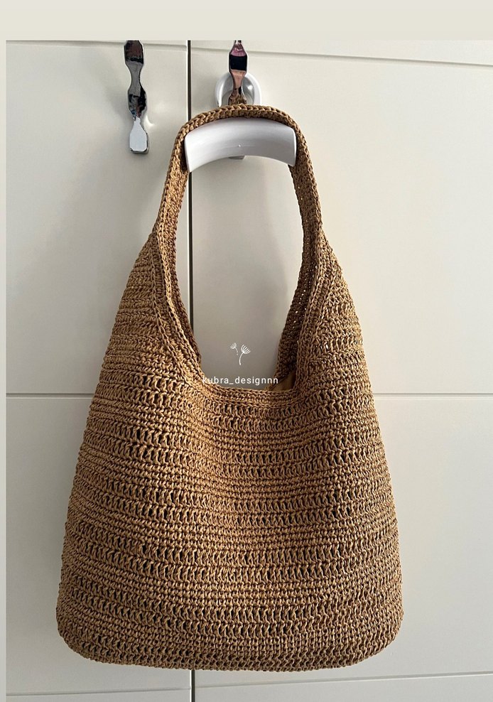heybe kağıt ip hasır Bej Örgü Kadın Çanta çeşitleri - Görsel 2