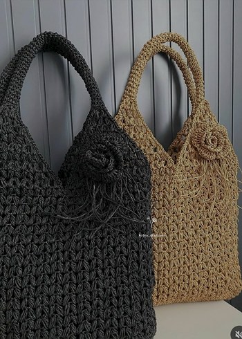 oysho Bej ve siyah Örgü Kadın Çanta astarlı - Görsel 3