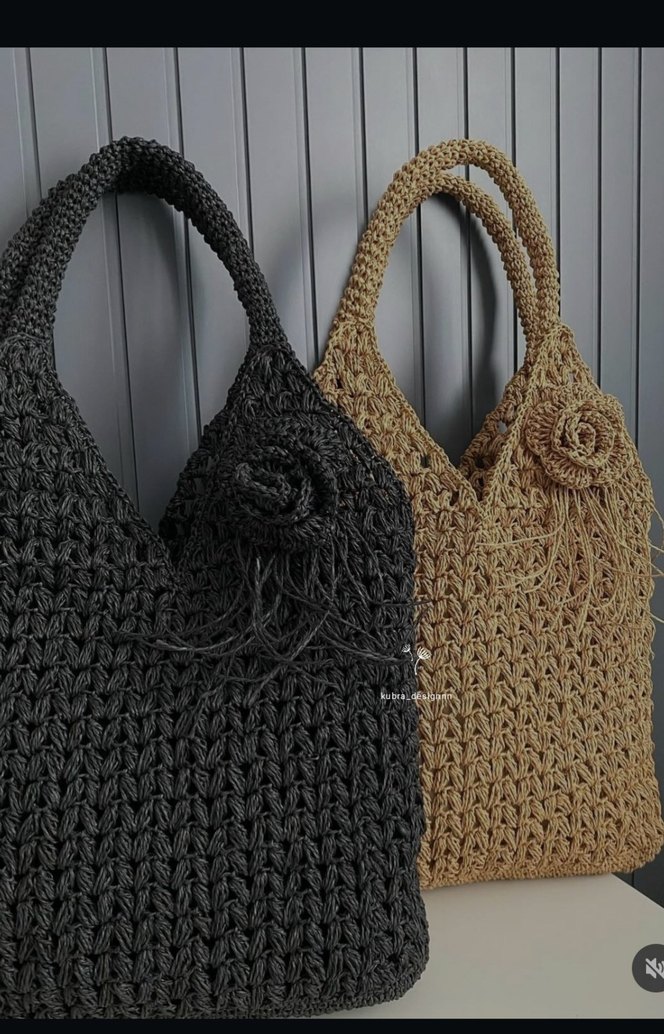 oysho Bej ve siyah Örgü Kadın Çanta astarlı - Görsel 3