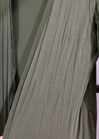 Uzun Kollu Yeşil Kadın Uzun Hırka - Görsel 2