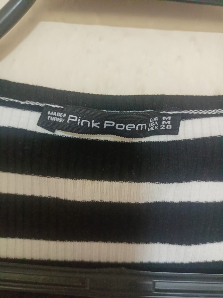 Çizgili Siyah Gri Crop Top - Görsel 2