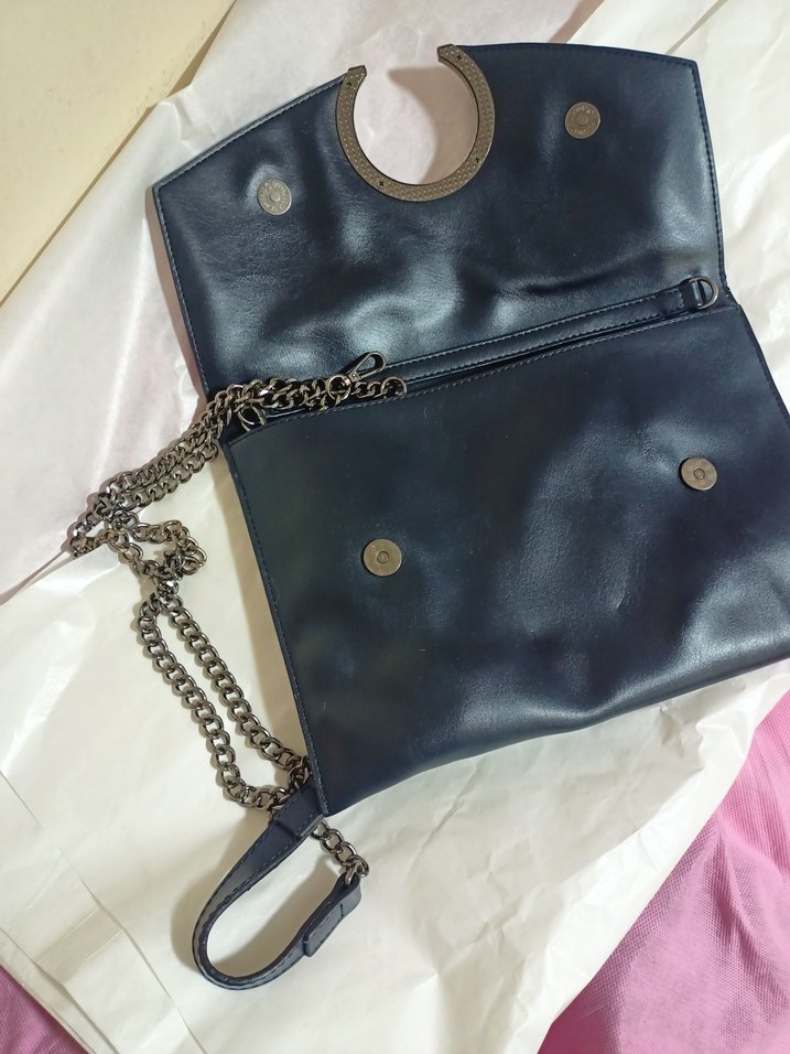 Mavi Deri Tokalı Kadın Çanta - Görsel 2