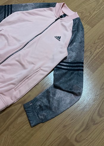 Pembe ve Gri Adidas Spor Ceket - Görsel 2