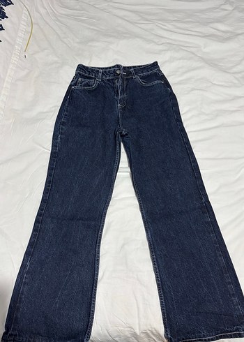 Lacivert Bol Kesim Midi Denim Kadın Pantolon