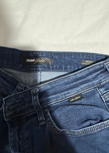 diğer Beden mavi Renk Kadın Mavi Bol Kesim Kemerli Denim Pantolon