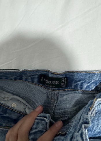 Stradivarius Mavi Rahat Kesim Midi Kadın Kot Pantolon