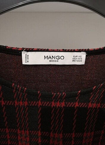 xs Beden kırmızı Renk Mango kareli elbise