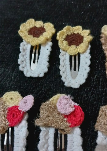 Renkli Nakışlı Örgü Çocuk Toka Seti 8adet - Görsel 3