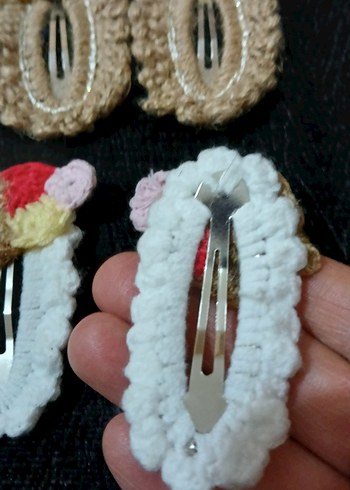 Renkli Nakışlı Örgü Çocuk Toka Seti 8adet - Görsel 4