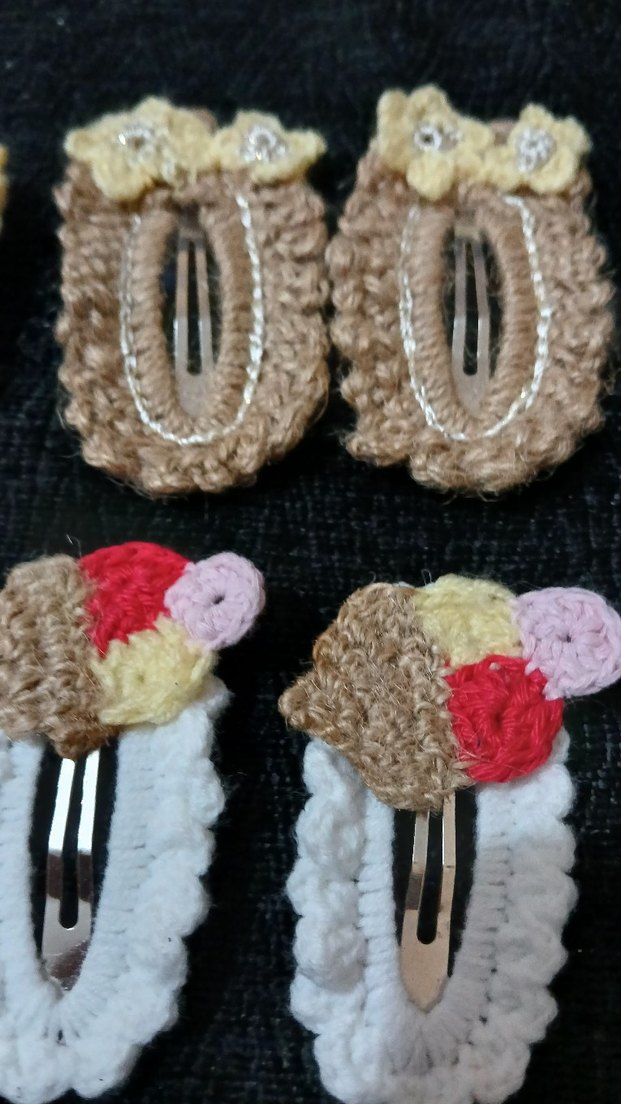 Renkli Nakışlı Örgü Çocuk Toka Seti 8adet - Görsel 2