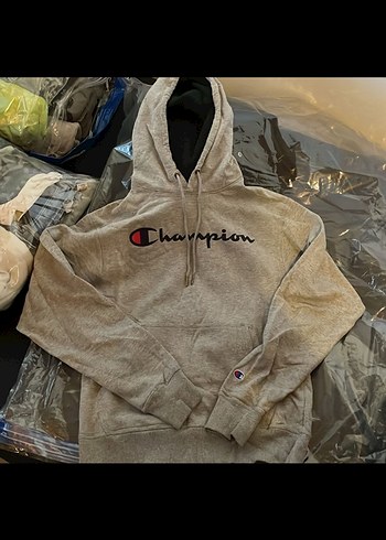 Champion Gri Kapüşonlu Sweatshirt ORİJİNAL