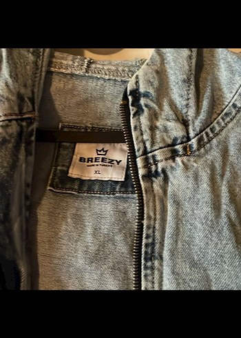 xl Beden Gri Denim Ceket Fermuarlı