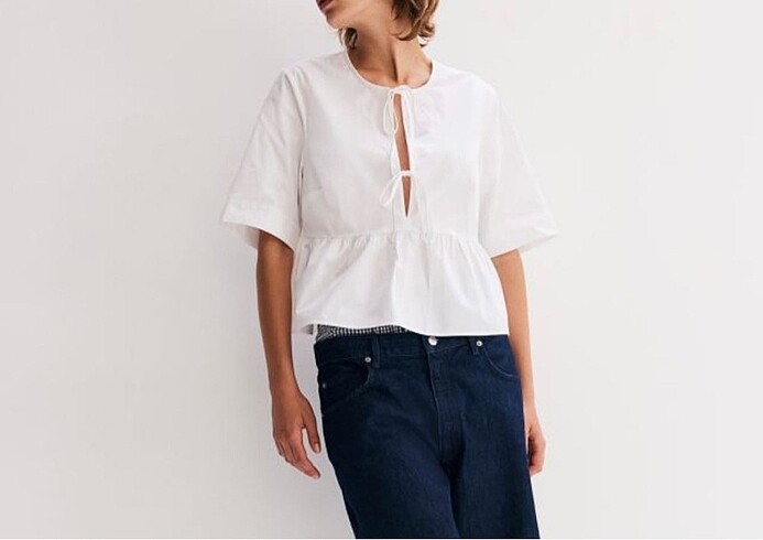 s Beden beyaz Renk H&M poplin bluz