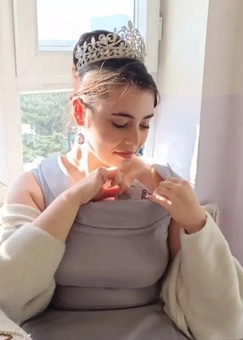 Gri Drapeli Uzun Abiye Elbise - Görsel 8