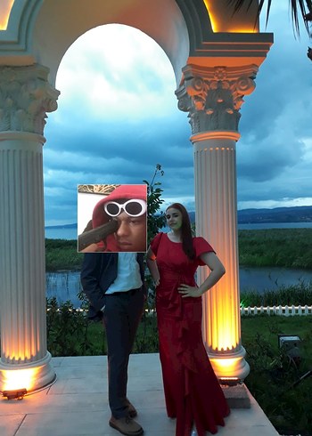 Kırmızı Saten Uzun Kadın Elbise - Görsel 2