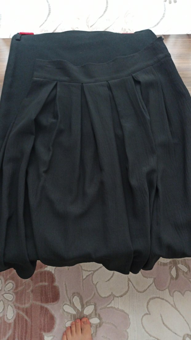 Kadın Siyah Pileli Midi Etek - Görsel 2