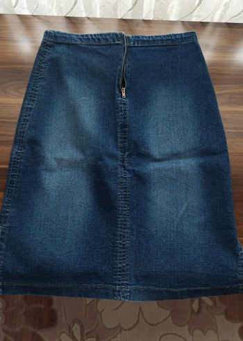 Lacivert Midi Denim Kadın Etek - Görsel 3