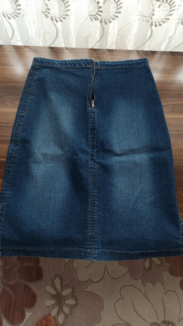 Lacivert Midi Denim Kadın Etek - Görsel 3