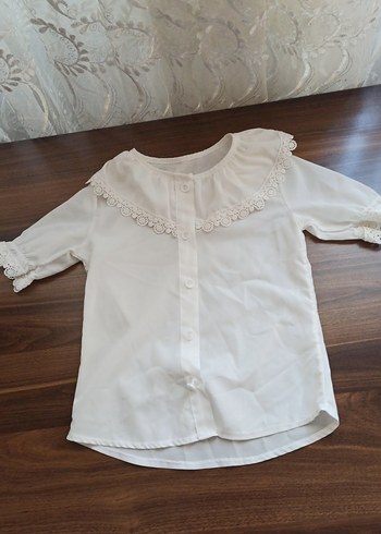 Kırmızı Deri Askılı Kız Çocuk Elbisesi ve beyaz gömlek - Görsel 4