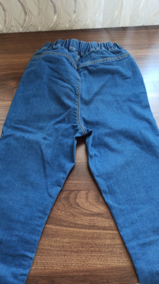 Kız Çocuk Parlak Mavi Kot Pantolon - Görsel 3