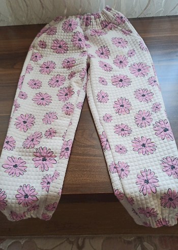 Kız Çocuk Pembe Çiçekli Rahat Eşofman Altı