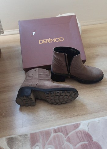 DERIMOD Taba Süet Kadın Topuklu Bot - Görsel 3