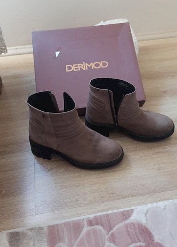 DERIMOD Taba Süet Kadın Topuklu Bot - Görsel 2